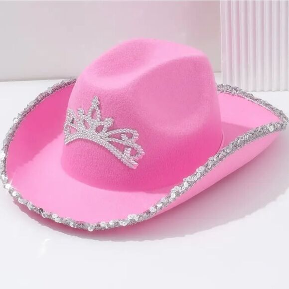 Western Pink Rhinestone Cowgirl Hat